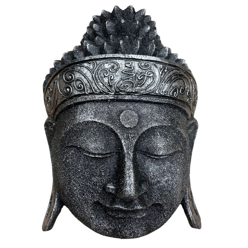 Huisdecoratie Boeddha Hoofd - 25cm - Zilveren Glansafwerking