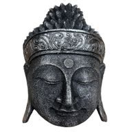Huisdecoratie Boeddha Hoofd - 25cm - Zilveren Glansafwerking