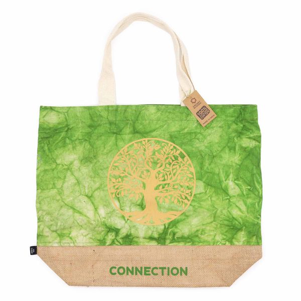 Alle Natuurlijke Tas - Groene Stonewash - Levensboom - Verbinding