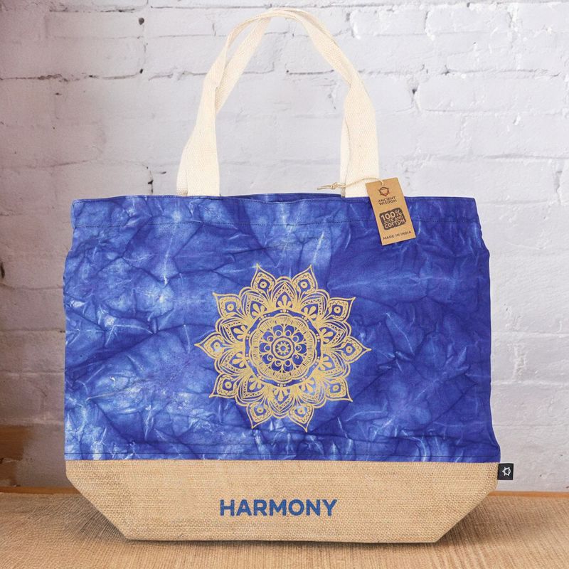 Alle Natuurlijke Tas - Blauwe Stonewash - Mandala - Harmonie