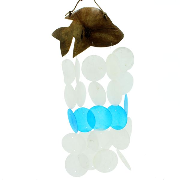 Kokosnoot & Capiz Windgongen - Blauwe Dolfijnen - 30cm