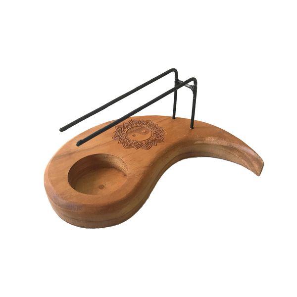 Traanvormige Palo Santo Verwarmer - Teakhout - Yin & Yang Ontwerp