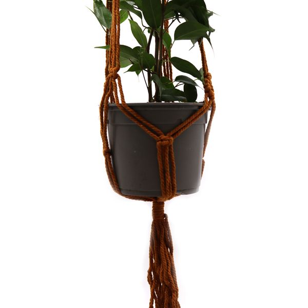 Macramé Plantenhanger Klassiek - Chocolade Middelgrote Pot