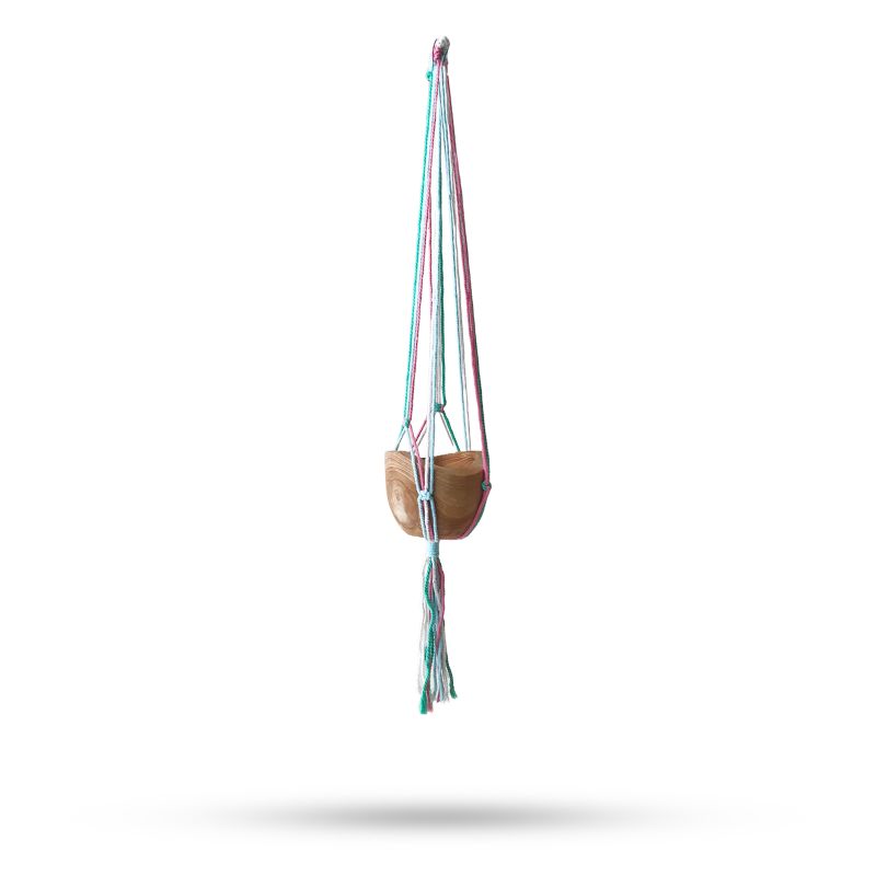 Macramé Plantenhanger Klassiek - Pasteltinten Terras Middelgrote Pot
