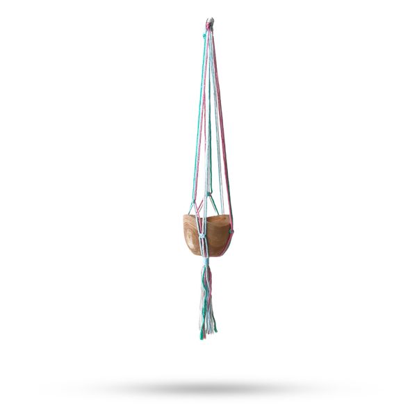 Macramé Plantenhanger Klassiek - Pasteltinten Terras Middelgrote Pot