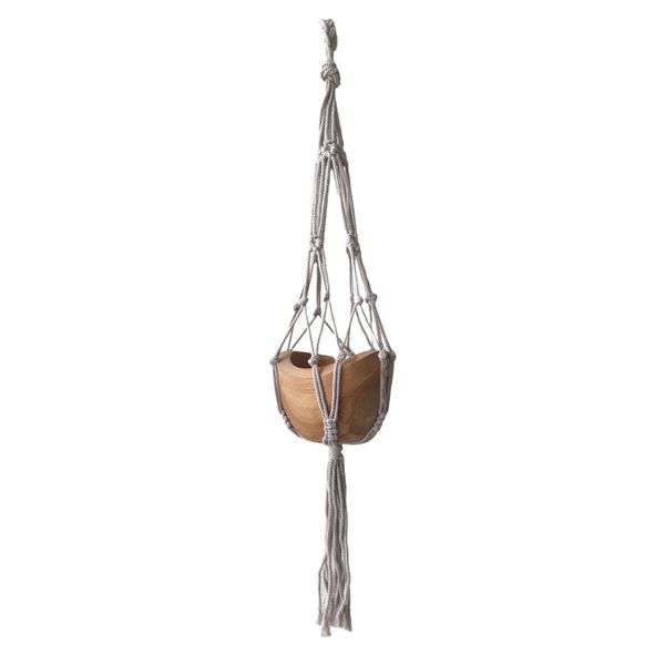 Macramé Druppel Plantenhanger Klein - Beige - 75cm