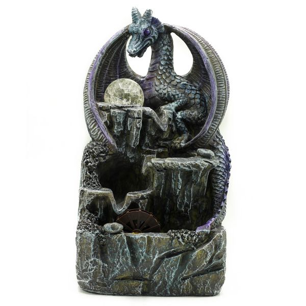 Tafelblad Waterornament - 35cm - Paarse Draak, Kristallen Bol & Waterwiel