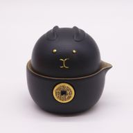 Geluks Kat Theeset - Twee Kopjes - Reispakket - Zwart