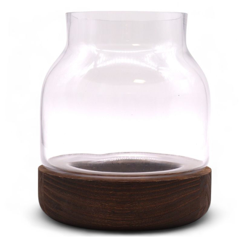 Medium Vormgegeven Terrarium op Donker Tung Hout - 16x18cm