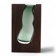 Glazen Vaas / Terrarium binnen Donker Tung Hout - 14.5x5x23cm