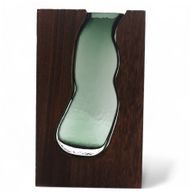 Grote Glazen Vaas / Terrarium binnen Donker Tung Hout - 18x5x32cm