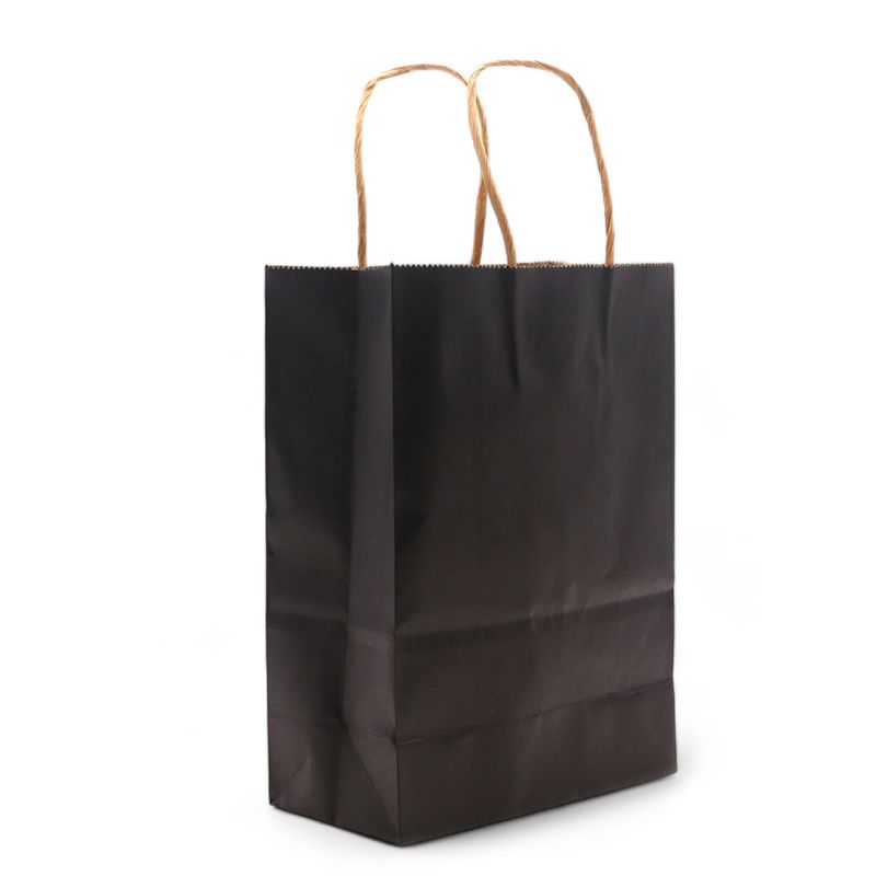 Cord Handle Paper Bag (16x22x8cm) - Zwart (130g)