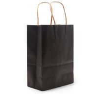 Grote Cord Handle Paper Gift Bag (26x32x12cm) - Zwart (130g)