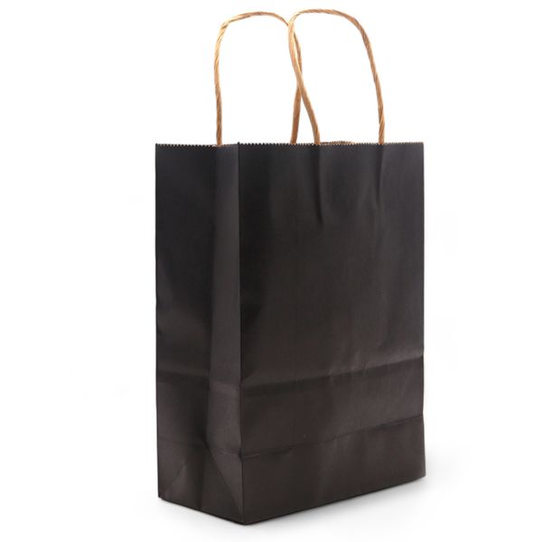 Grote Cord Handle Paper Gift Bag (26x32x12cm) - Zwart (130g)