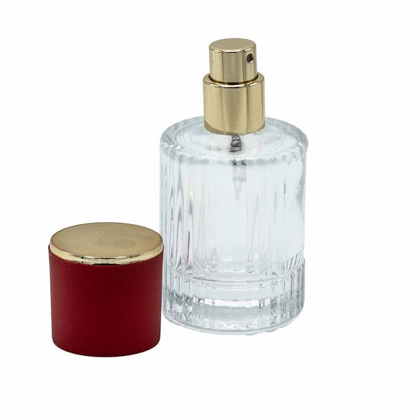 Rood - 30ml Ronde Geribbelde Fles, Spray en Dop