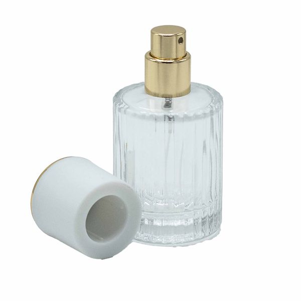 Mat Wit - 30ml Ronde Geribbelde Fles, Spray en Dop