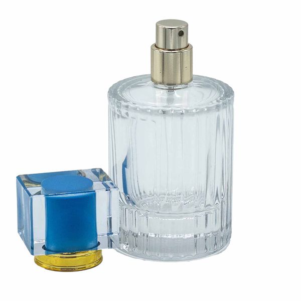 Poederblauw - 50ml Ronde Geribbelde Fles, Spray en Dop