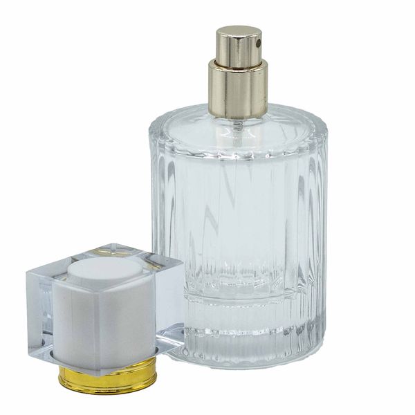 Mat Wit - 50ml Ronde Geribbelde Fles, Spray en Dop