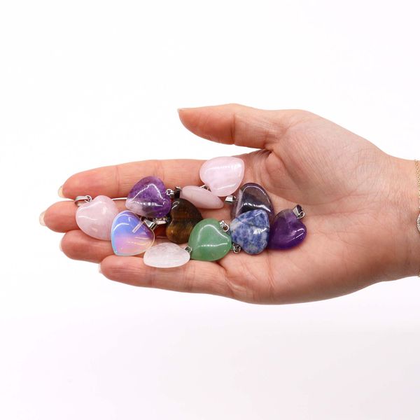 Edelsteen Hart Hangers (12 assorti) 20x6mm