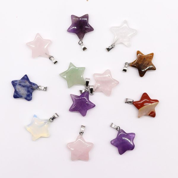 Edelsteen Ster Hangers (12 assorti) 20x6mm