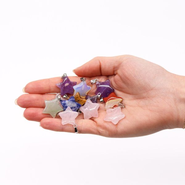 Edelsteen Ster Hangers (12 assorti) 20x6mm