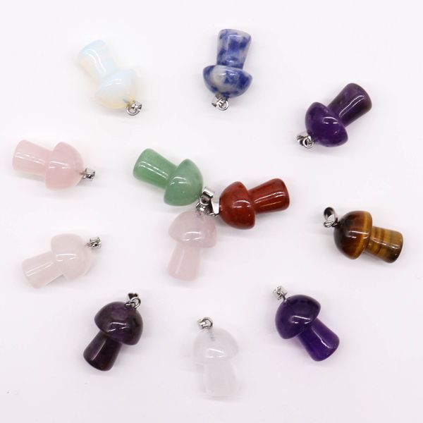 Edelsteen Paddenstoel Hangers (12 assorti) 20x15mm