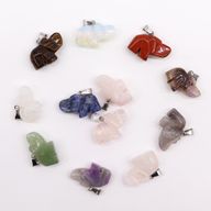 Edelsteen Geluks Olifanten Hangers (12 assorti) 25x15mm