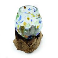 Gesmolten Gekleurd Glas op Hout - Middelgrote Kom