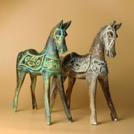 Groot Goud & Turkoois Paard 32 cm