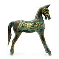 Groot Goud & Turkoois Paard 32 cm