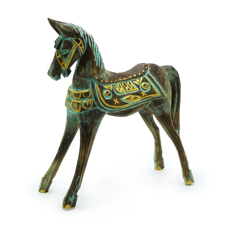 Groot Goud & Turkoois Paard 32 cm