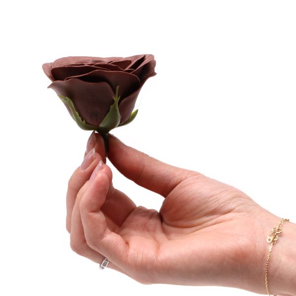 Ambachtelijke Zeepbloem - Groot (7-Laags) Vintage Roos - Koninklijk Chocolade
