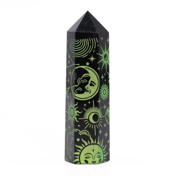 Zwarte Obsidiaan Punten (ca. 60-70 gm 9cm) - Bosgroen
