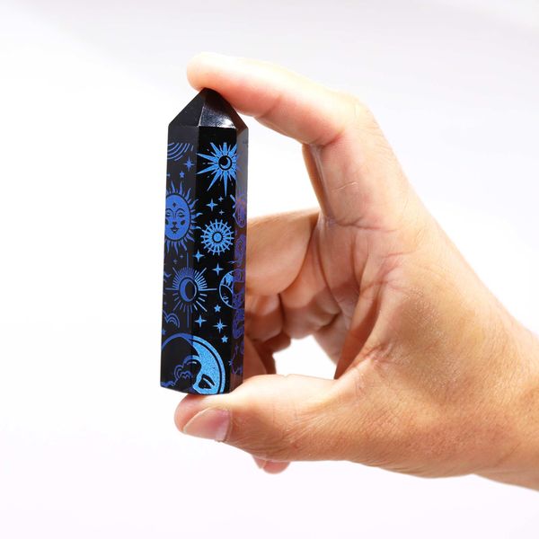 Zwarte Obsidiaan Punten (ca. 60-70 gm 9cm) - Middernachtblauw