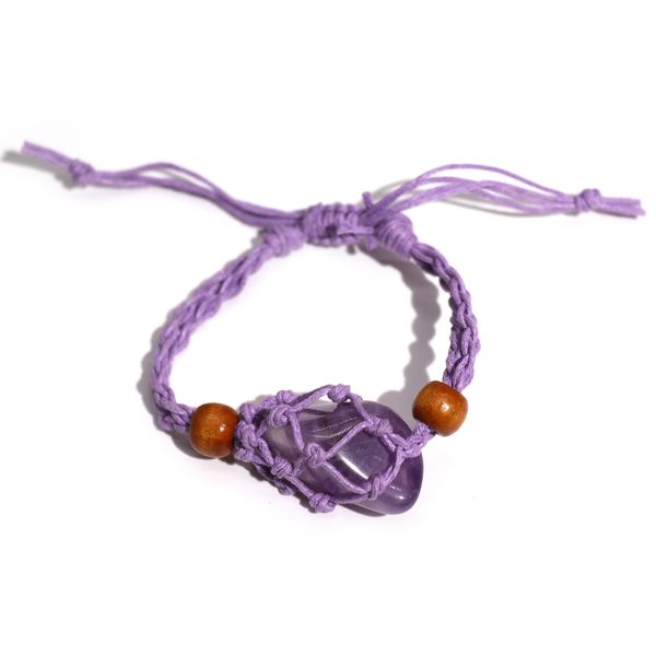 Crystal Edelsteen Armband Koord 20-28cm/7.8-11inch - Paars