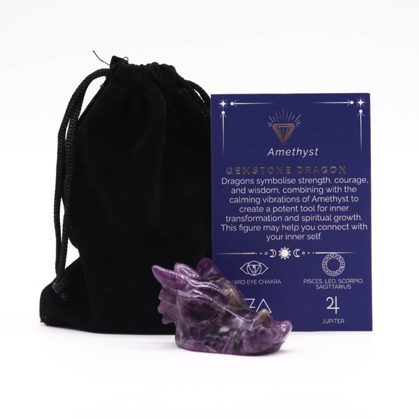 Kleine Edelsteen Drakenhoofd - Amethist - 45x30x28mm