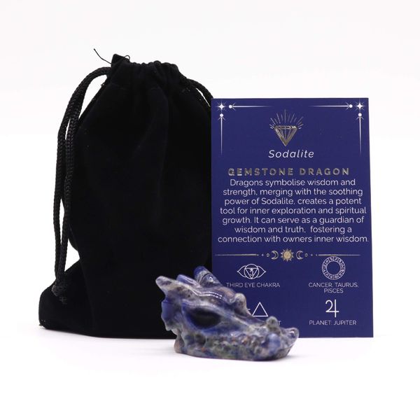 Kleine Edelsteen Drakenhoofd - Sodaliet - 45x30x28mm