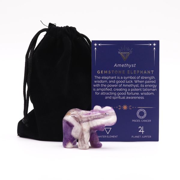 Geluks Olifant Edelsteen - Amethist - 50x35x25mm