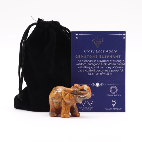 Geluks Olifant Edelsteen - Crazy Lace Agaat - 50x35x25mm