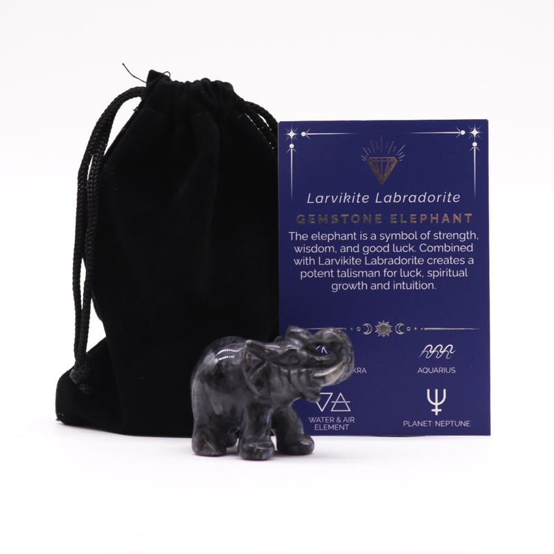 Geluks Olifant Edelsteen - Larvikiet Labradoriet - 50x35x25mm