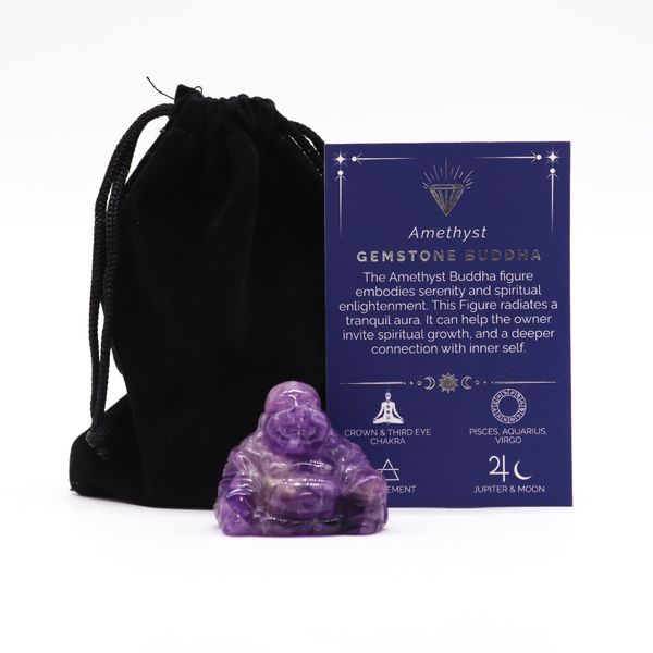 Kleine Boeddha Edelsteen - Amethist - 35x40x23mm