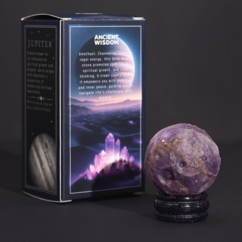 Amethist Planeet op een Sola Goldstone Standaard - 40mm (30x15mm standaard)