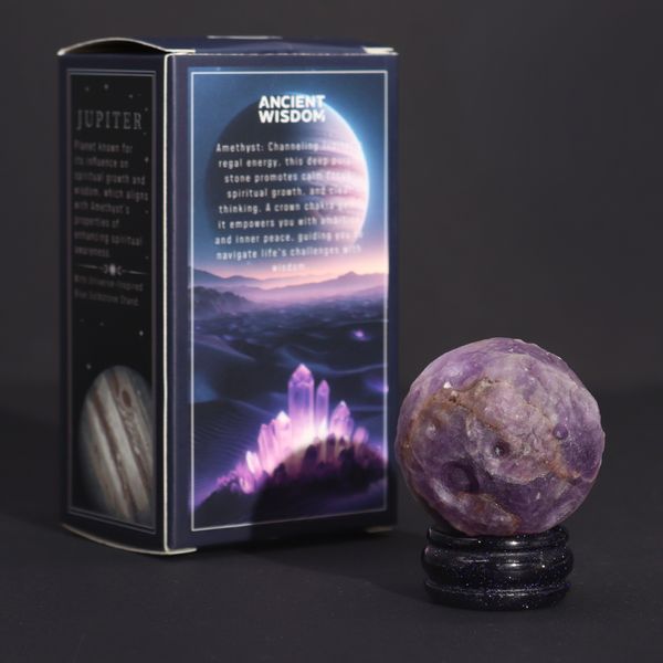 Amethist Planeet op een Sola Goldstone Standaard - 40mm (30x15mm standaard)