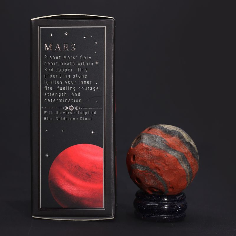 Rode Jaspis Planeet op een Sola Goldstone Standaard - 40mm (30x15mm standaard)