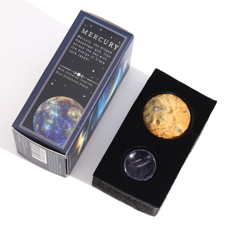 Crazy Lace Jaspis Planeet op een Sola Goldstone Standaard - 40mm (30x15mm standaard)