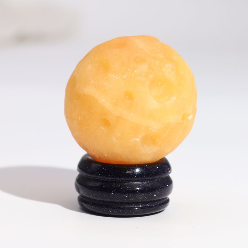 Gele Jade Planeet op een Sola Goldstone Standaard - 40mm (30x15mm standaard)