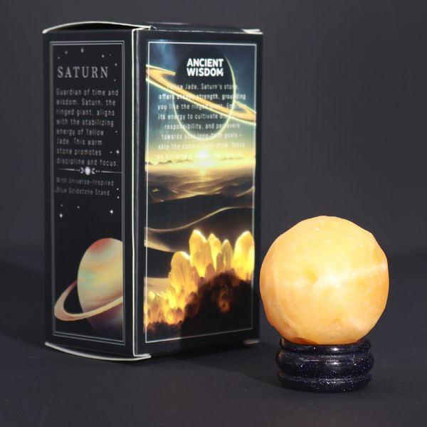 Gele Jade Planeet op een Sola Goldstone Standaard - 40mm (30x15mm standaard)
