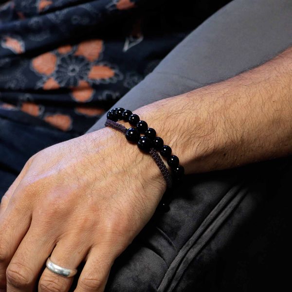 Edelsteen Dubbele Kracht Armbanden - Zwarte Agaat
