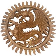 Gevleugelde Zon Draak Plaque Houtsnede - 30cm