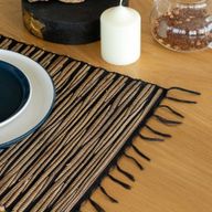Waterhyacint Natuurlijke Placemat - Zwarte Tijger met Franje
